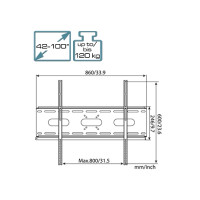 Produktbild för MyWall väggfäste upp till 120 kg / VESA 800 x 600, 28 mm frå...