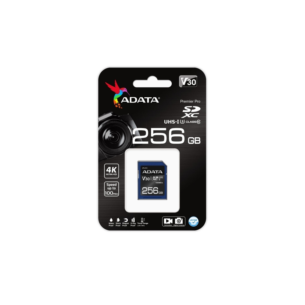 Produktbild för ADATA Premier Pro - flash-minneskort - 256 GB - SDXC UHS-I
