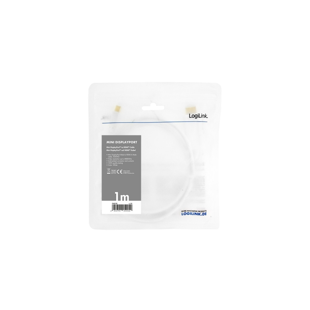 Produktbild för LogiLink adapterkabel - DisplayPort / HDMI - 1 m