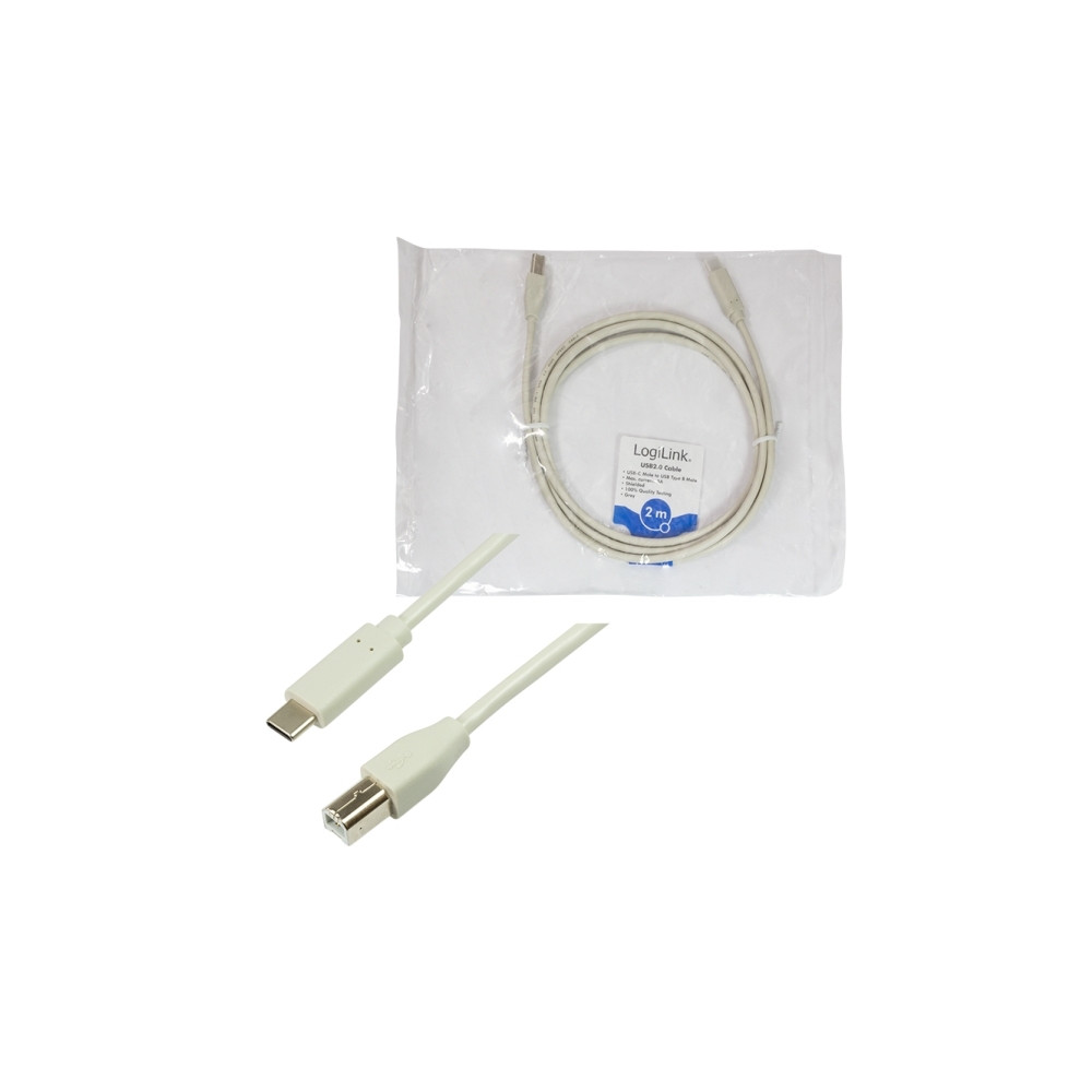 Produktbild för LogiLink - USB typ C-kabel - USB typ B till USB-C - 2 m