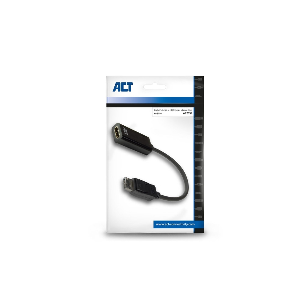 Produktbild för ACT adapterkabel - DisplayPort / HDMI - 15 cm