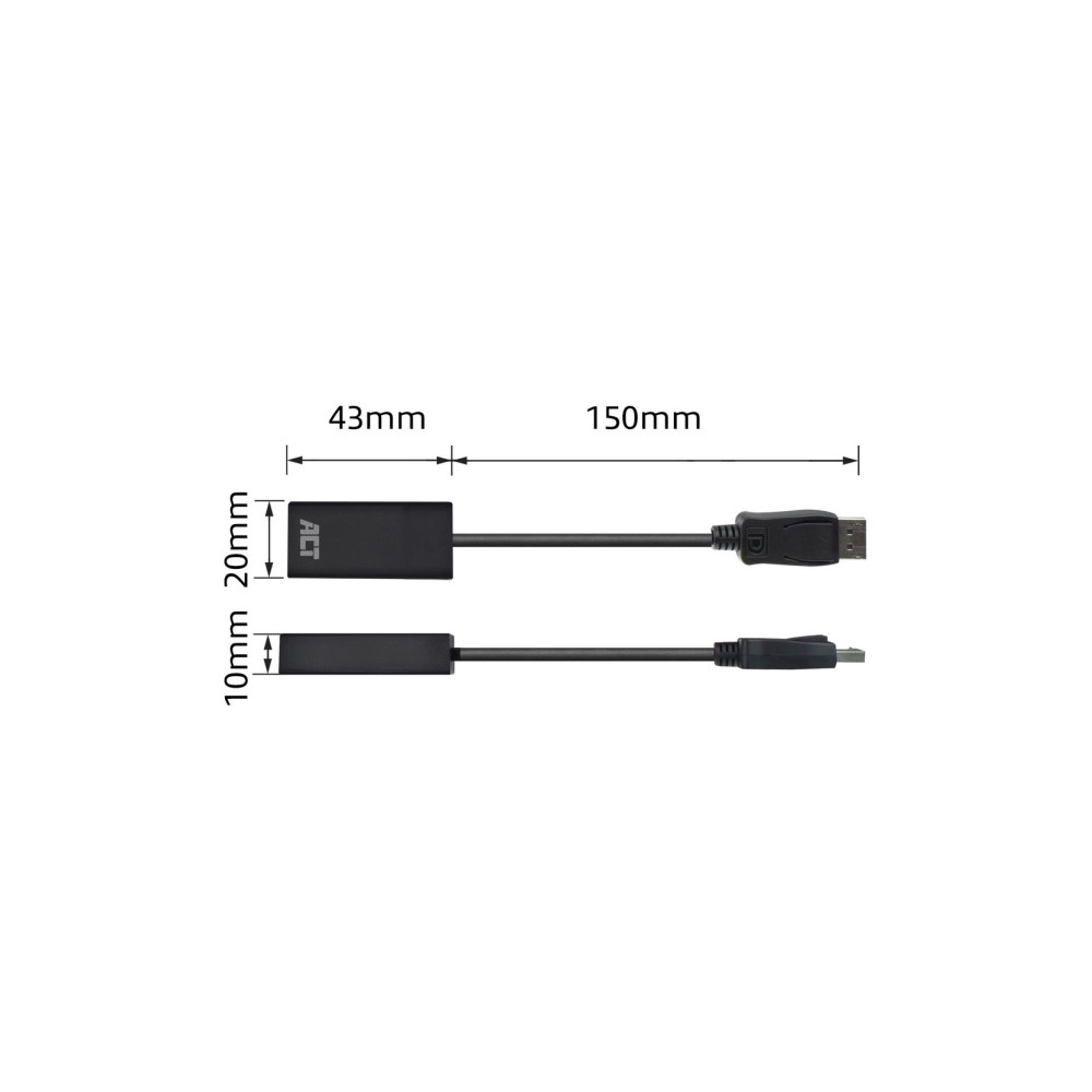 Produktbild för ACT adapterkabel - DisplayPort / HDMI - 15 cm