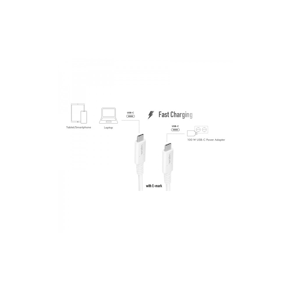 Produktbild för LogiLink - USB typ C-kabel - USB-C till USB-C - 0.8 m