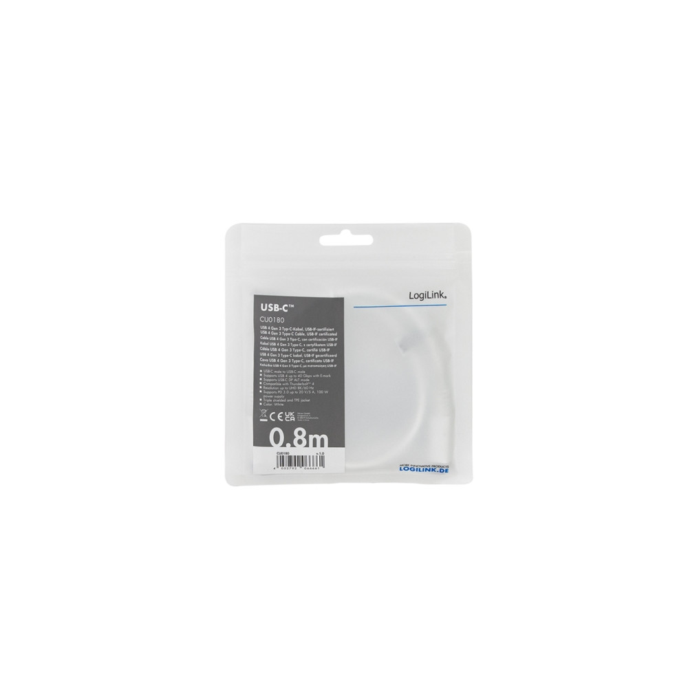 Produktbild för LogiLink - USB typ C-kabel - USB-C till USB-C - 0.8 m
