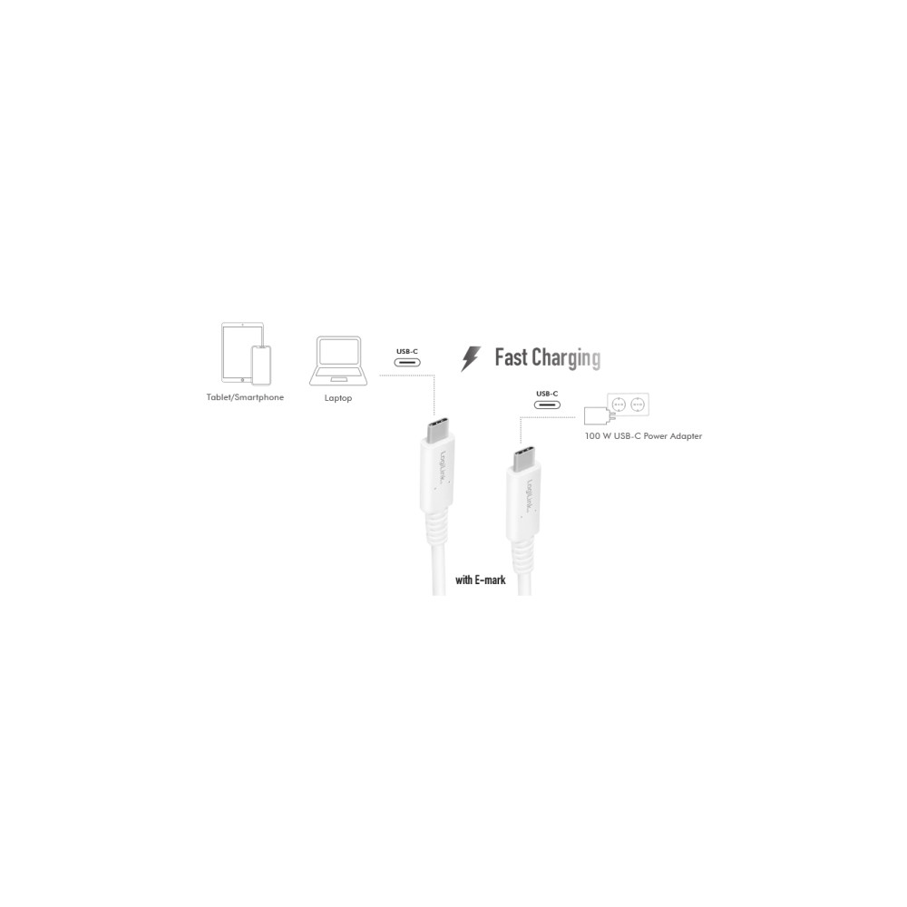 Produktbild för LogiLink - USB typ C-kabel - USB-C till USB-C - 0.8 m
