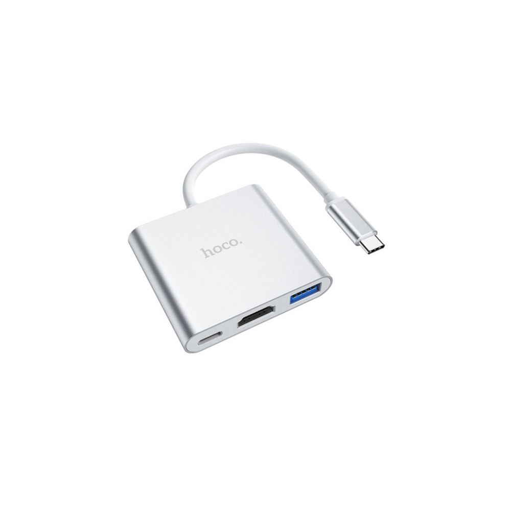 Produktbild för HOCO HUB HB14 USB-C adapter (Type C till USB3.0 + HDMI + Pow...