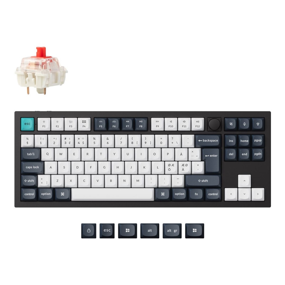 Produktbild för Keychron Q3 Max - tangentbord - QMK/VIA, anpassad mekanisk, helt monterad knop, ISO-layoutsamling - 80% TKL - QWERTY - Nordisk - kolsvart Inmatningsenhet