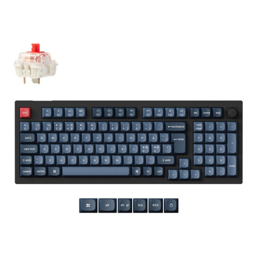 Keychron Keychron V5 Max - tangentbord - QMK, custom mechanical, ISO layout collection - med vred - QWERTY - Nordisk - kolsvart Inmatningsenhet