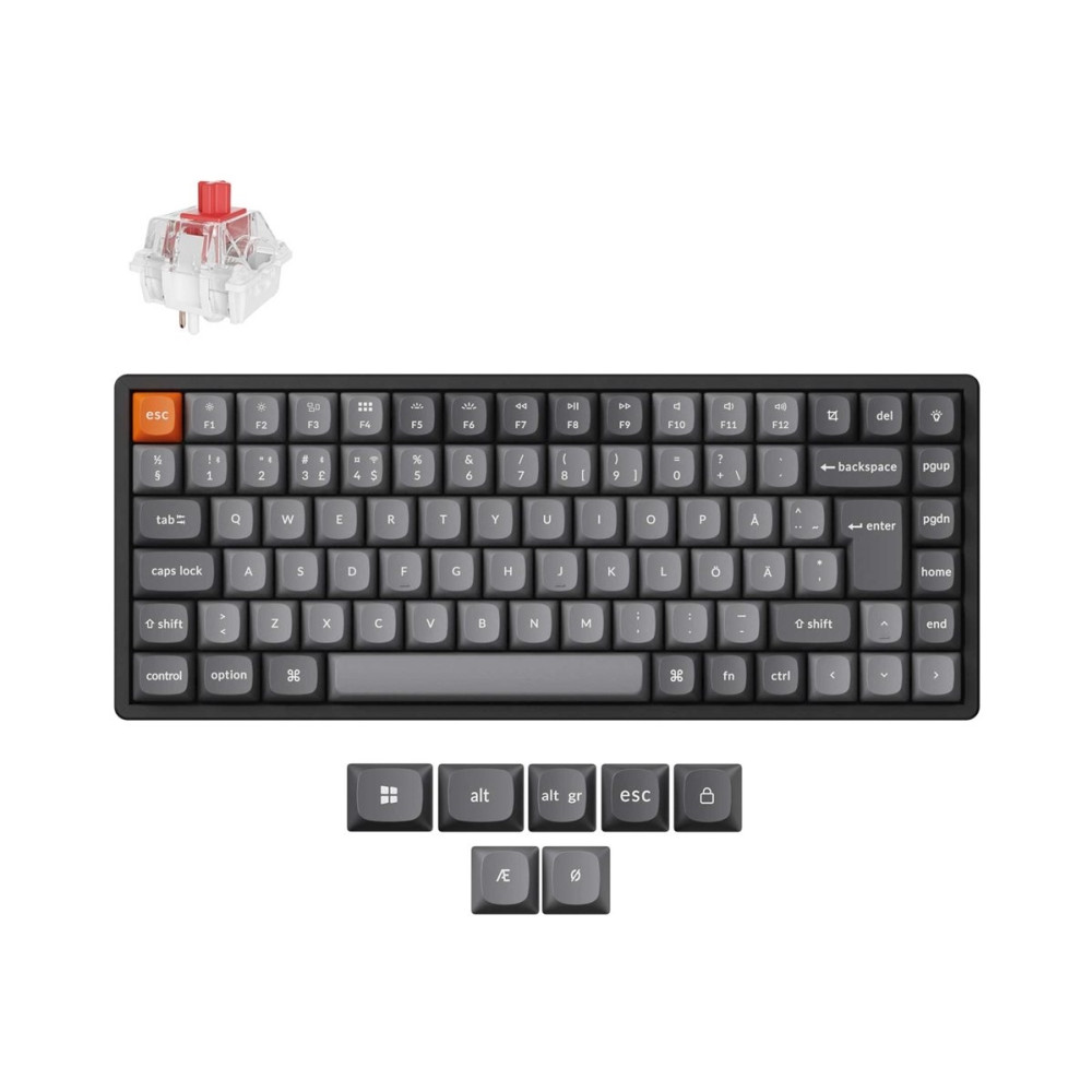 Produktbild för Keychron K2 MAX - tangentbord - QMK, mekanisk - 75% - QWERTY - Nordisk - svart Inmatningsenhet
