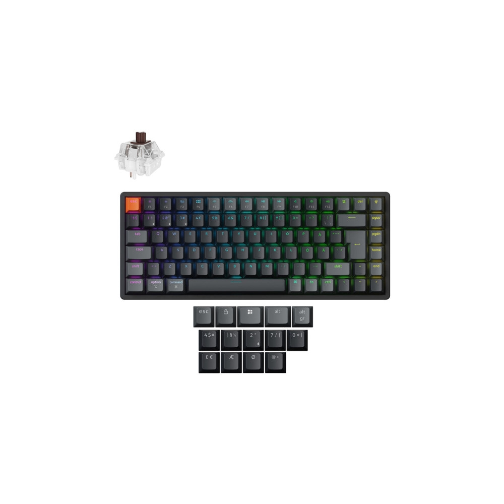 Produktbild för Keychron K2 - Version 3 - tangentbord - ISO layout, QMK , mechanical - 75% - QWERTY - Nordisk Inmatningsenhet