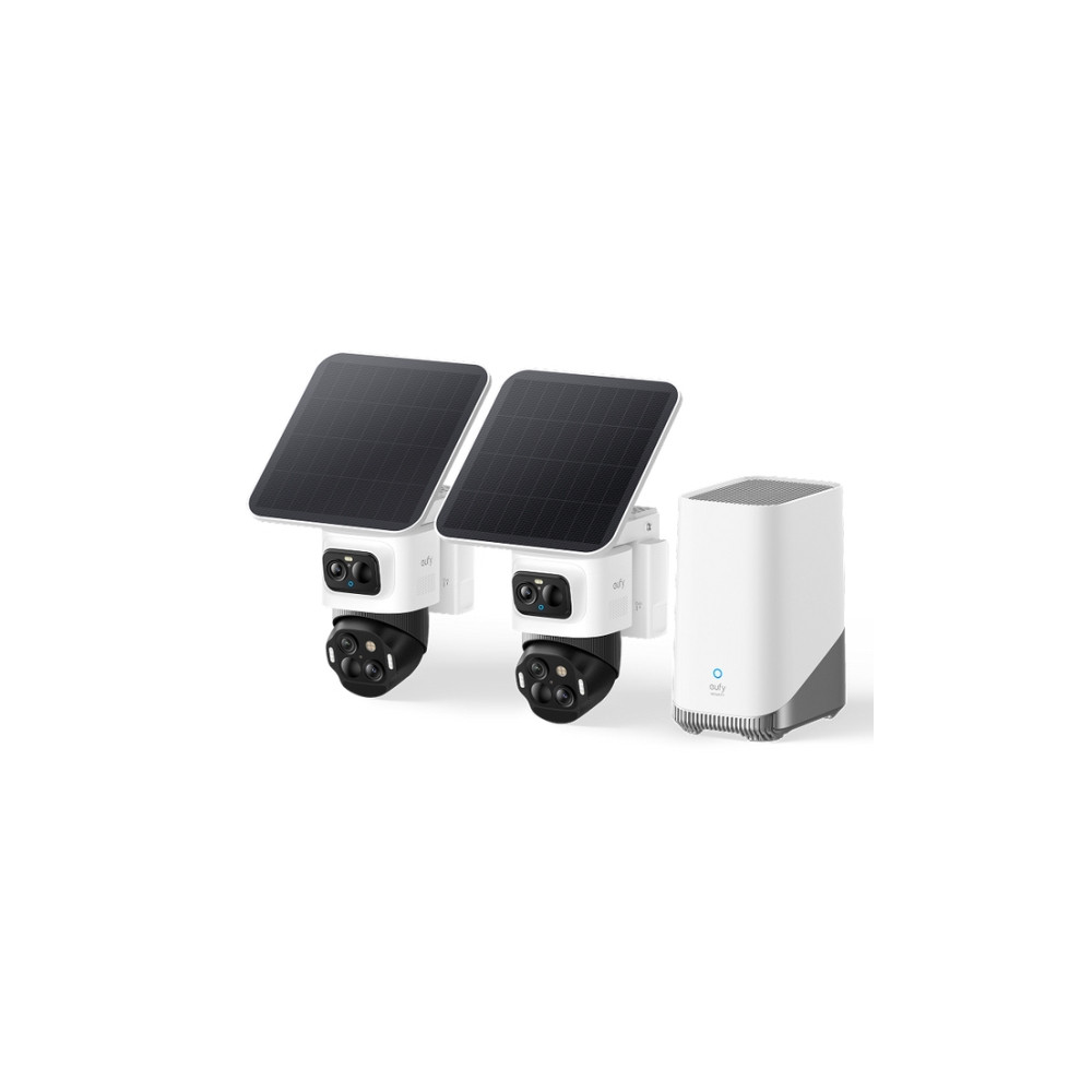 Produktbild för Eufy EufyCam S4 - nätverksövervakningskamera - torn - med Solar Panel, HomeBase S380