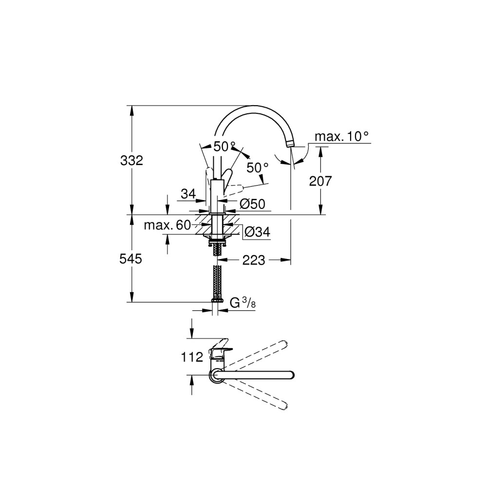 Produktbild för Grohe DIY Start Curve en spak
