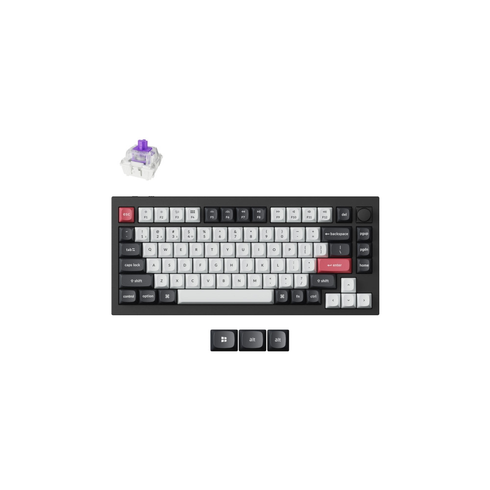 Produktbild för Keychron Q1 HE - tangentbord - QMK anpassad, helt monterad ratt - 75% - QWERTY - Nordisk - kolsvart Inmatningsenhet