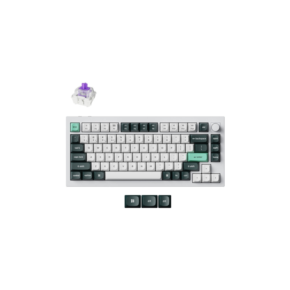 Produktbild för Keychron Q1 HE - tangentbord - QMK anpassad, helt monterad ratt - 75% - QWERTY - Nordisk - snäckskalsvit Inmatningsenhet