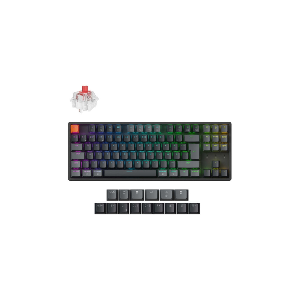 Produktbild för Keychron K8 QMK, Kabel & Trådlös, USB + RF Wireless + Blueto...