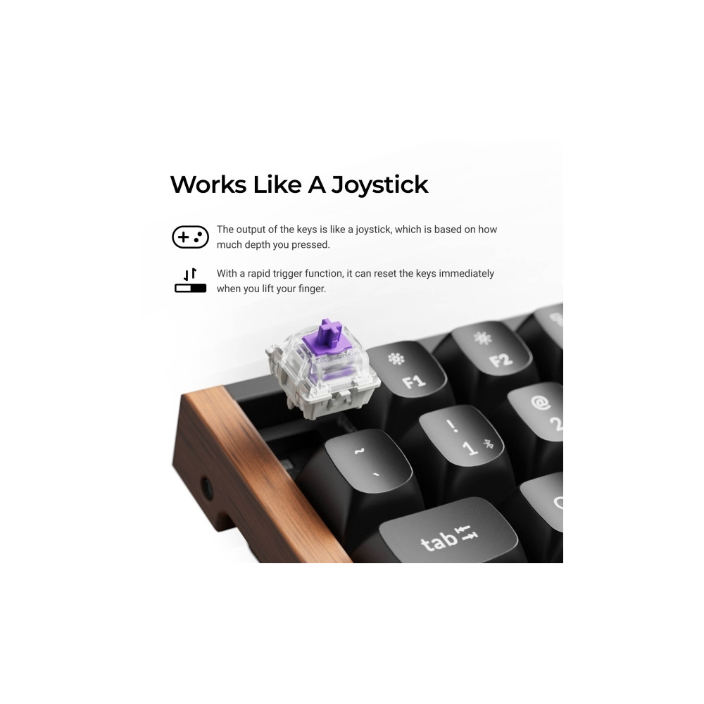Produktbild för Keychron K4 HE - Special Edition - tangentbord - magnetisk switch, anpassad, ISO-layout samling - 96% - QWERTY - Nordisk - svart, mörkt rosenträ Inmatningsenhet