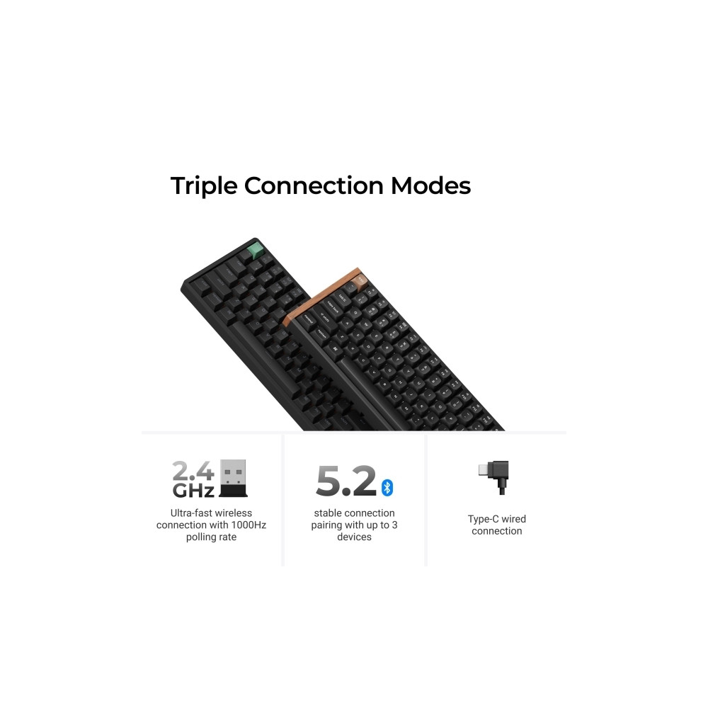 Produktbild för Keychron K4 HE - Special Edition - tangentbord - magnetisk switch, anpassad, ISO-layout samling - 96% - QWERTY - Nordisk - svart, mörkt rosenträ Inmatningsenhet