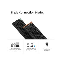 Produktbild för Keychron K4 HE - Special Edition - tangentbord - magnetisk switch, anpassad, ISO-layout samling - 96% - QWERTY - Nordisk - svart, mörkt rosenträ Inmatningsenhet