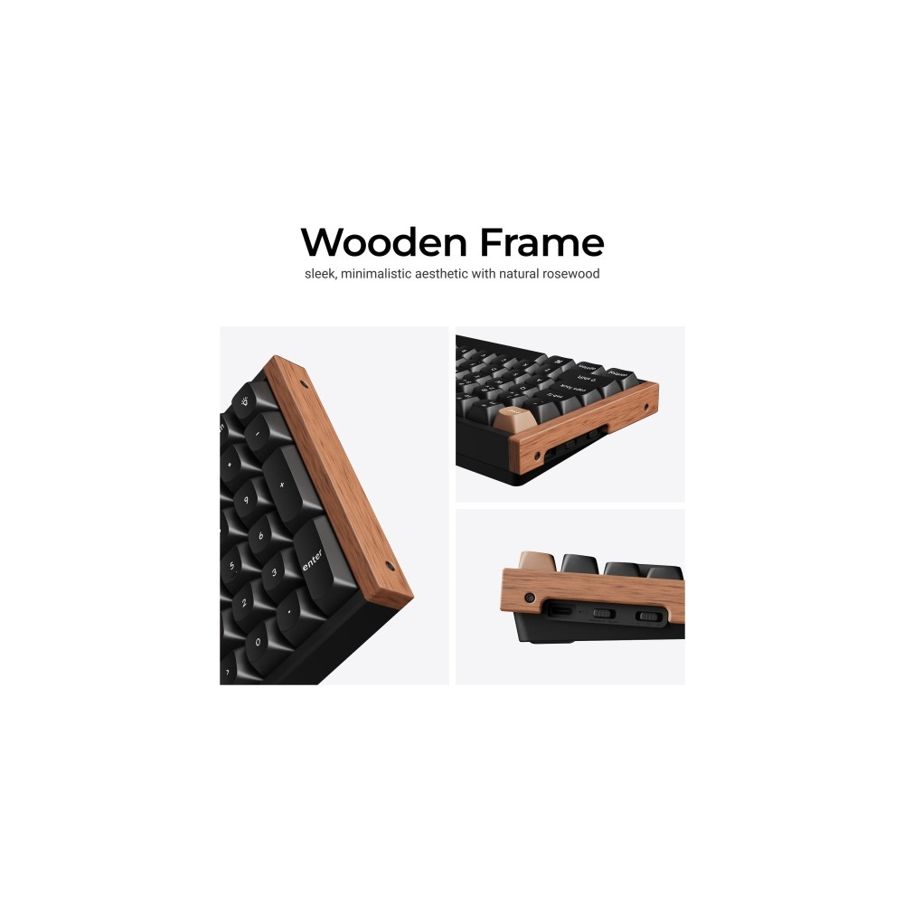 Produktbild för Keychron K4 HE - Special Edition - tangentbord - magnetisk switch, anpassad, ISO-layout samling - 96% - QWERTY - Nordisk - svart, mörkt rosenträ Inmatningsenhet