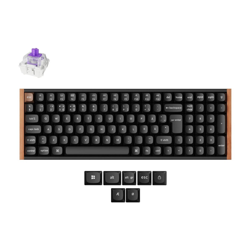 Produktbild för Keychron K4 HE - Special Edition - tangentbord - magnetisk switch, anpassad, ISO-layout samling - 96% - QWERTY - Nordisk - svart, mörkt rosenträ Inmatningsenhet