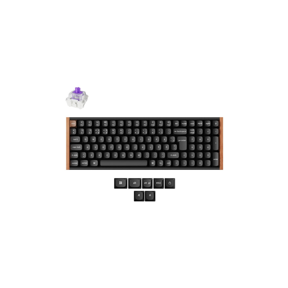 Produktbild för Keychron K4 HE - Special Edition - tangentbord - magnetisk switch, anpassad, ISO-layout samling - 96% - QWERTY - Nordisk - svart, mörkt rosenträ Inmatningsenhet