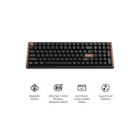 Produktbild för Keychron K4 HE - Special Edition - tangentbord - magnetisk switch, anpassad, ISO-layout samling - 96% - QWERTY - Nordisk - svart, mörkt rosenträ Inmatningsenhet