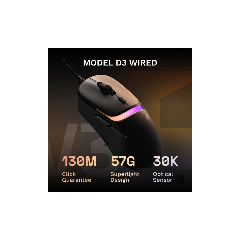 Produktbild för Glorious Gaming Model D3 Kabelansluten, högerhand, optisk, 3...