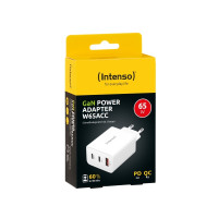Produktbild för Intenso W65ACC strömadapter - GaN - 2 x USB-C, USB typ A - 65 Watt (paket om 2)