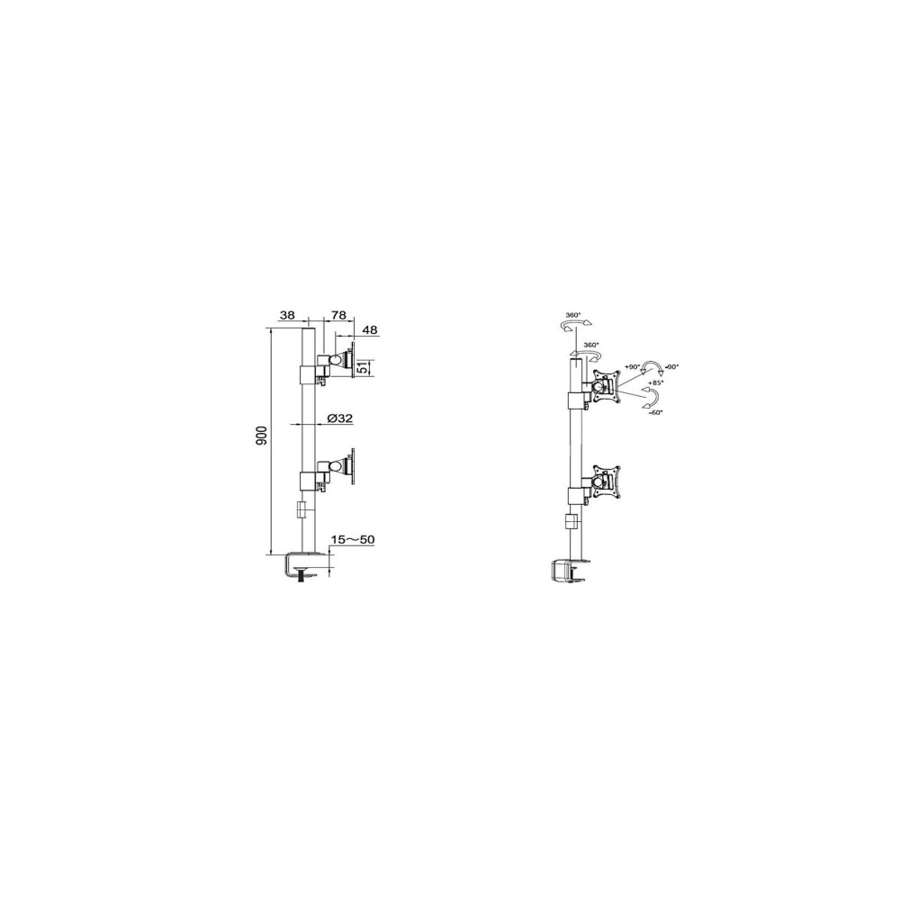 Produktbild för Multibrackets M VESA Deskmount Officeline Dual Vertical monteringssats - för 2 LCD-bildskärmar - svart