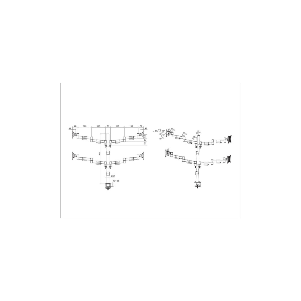 Produktbild för Multibrackets M VESA Deskmount Officeline Quad ställ - justerbar arm - för 4 LCD-bildskärmar - svart