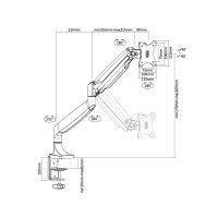 Produktbild för Multibrackets M Deskmount Gas Spring Single - monteringssats - justerbar arm - för LCD-display - vit