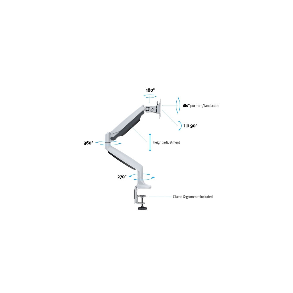 Produktbild för Multibrackets M Deskmount Gas Spring Single - monteringssats - justerbar arm - för LCD-display - vit