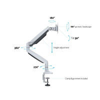 Produktbild för Multibrackets M Deskmount Gas Spring Single - monteringssats - justerbar arm - för LCD-display - vit