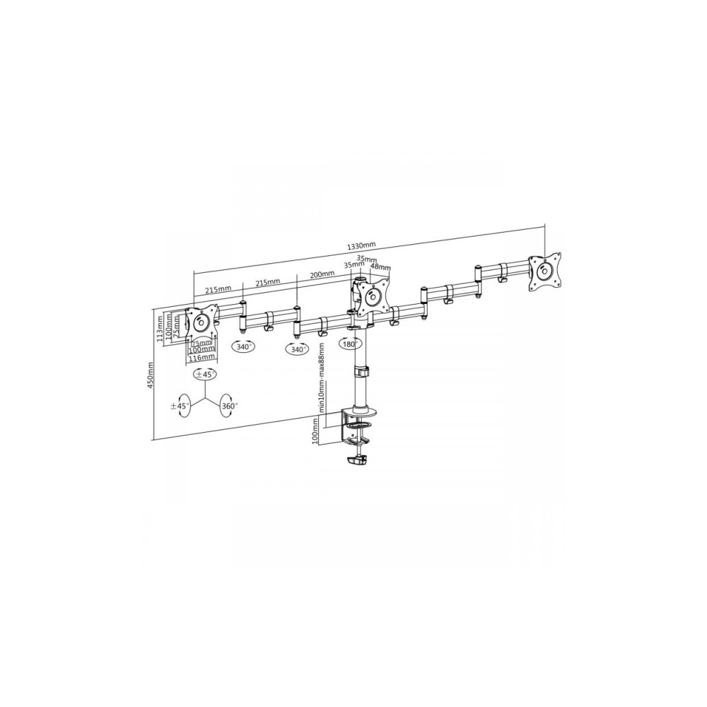 Produktbild för SBOX LCD-352/3, Klämma, 24 kg, 33 cm (13"), 68,6 cm (27"), 1...