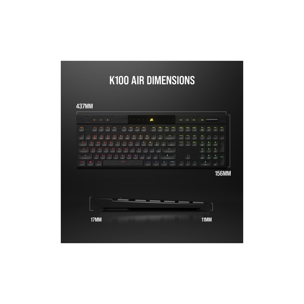 Produktbild för CORSAIR Gaming K100 AIR RGB - tangentbord - ultratunn - Nordisk Inmatningsenhet