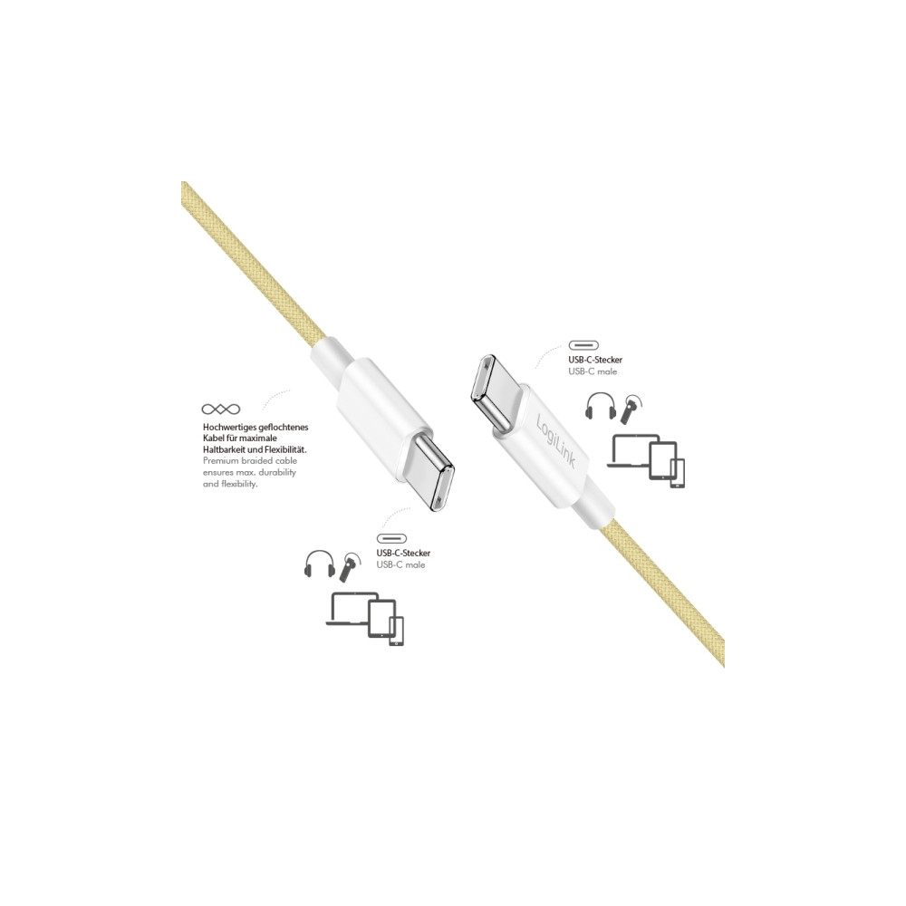 Produktbild för LogiLink CU0349, 1,5 m, USB C, USB C, USB 2.0, 0,48 Gbit/sek...