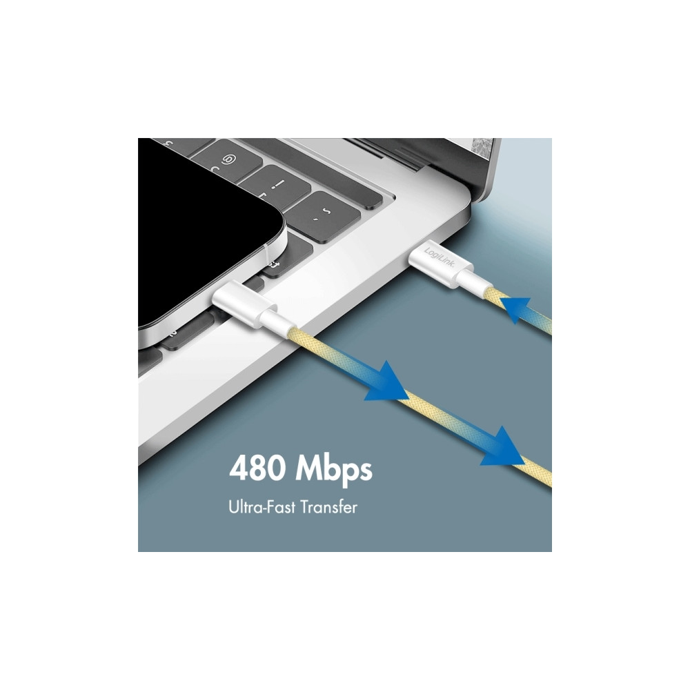 Produktbild för LogiLink CU0349, 1,5 m, USB C, USB C, USB 2.0, 0,48 Gbit/sek...
