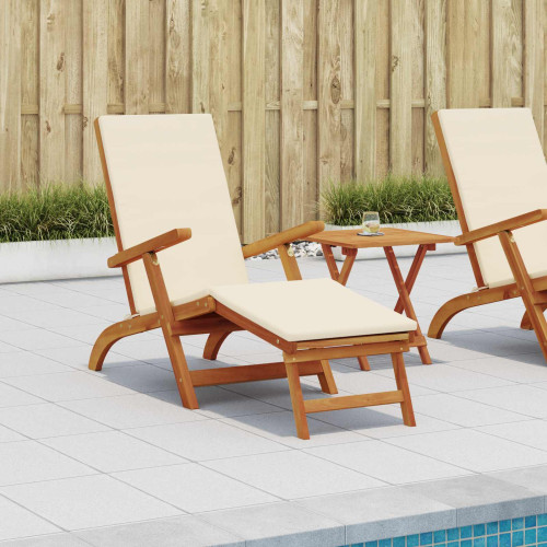 vidaXL Reclining och Fällbar Solstol 2 pcs Gräddvit Massivt Akaciaträ
