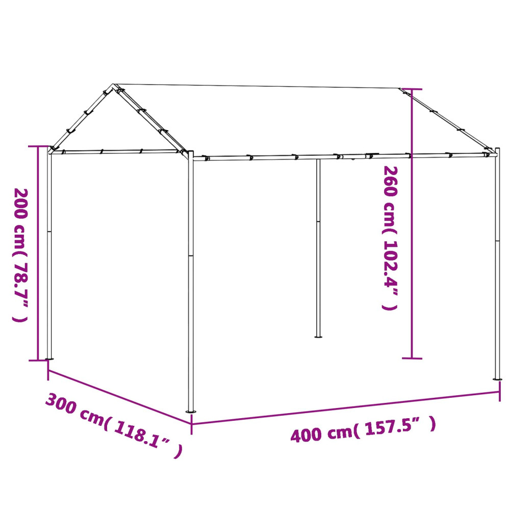 Produktbild för Paviljong 4 x 4 x 2,6 m Vit Stål och Polyester 180 gsm
