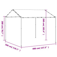 Produktbild för Paviljong 4 x 4 x 2,6 m Vit Stål och Polyester 180 gsm