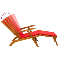 Produktbild för Reclining och Fällbar Solstol 2 pcs Röd 55 x 146 x 91 cm