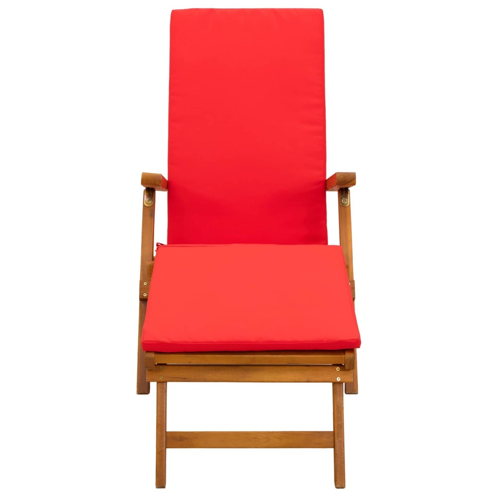 Produktbild för Reclining och Fällbar Solstol 2 pcs Röd 55 x 146 x 91 cm