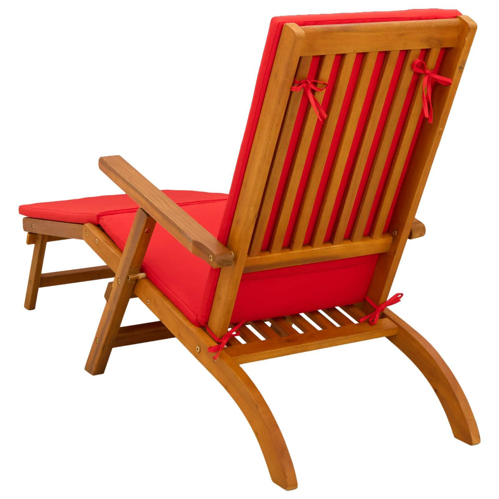 Produktbild för Reclining och Fällbar Solstol 2 pcs Röd 55 x 146 x 91 cm