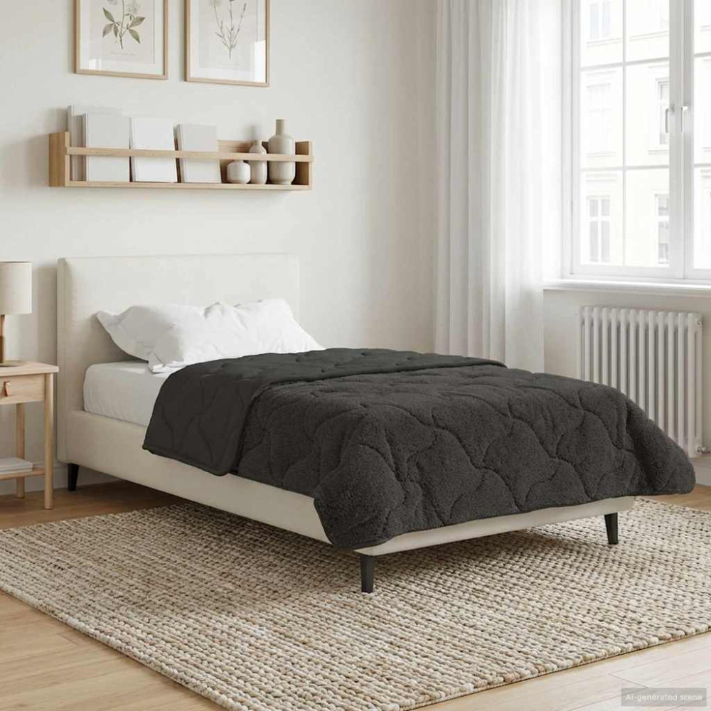 Produktbild för Sommar Duvet Antracit 140 x 220 cm Mikrofiber och Teddyfleece