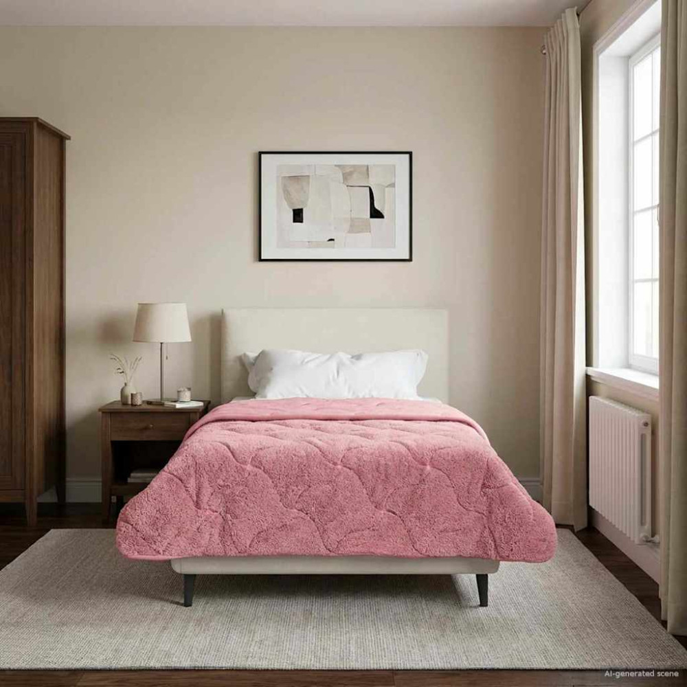 Produktbild för Sommar Duvet Rosa 155 x 220 cm Mikrofiber och Teddyfleece