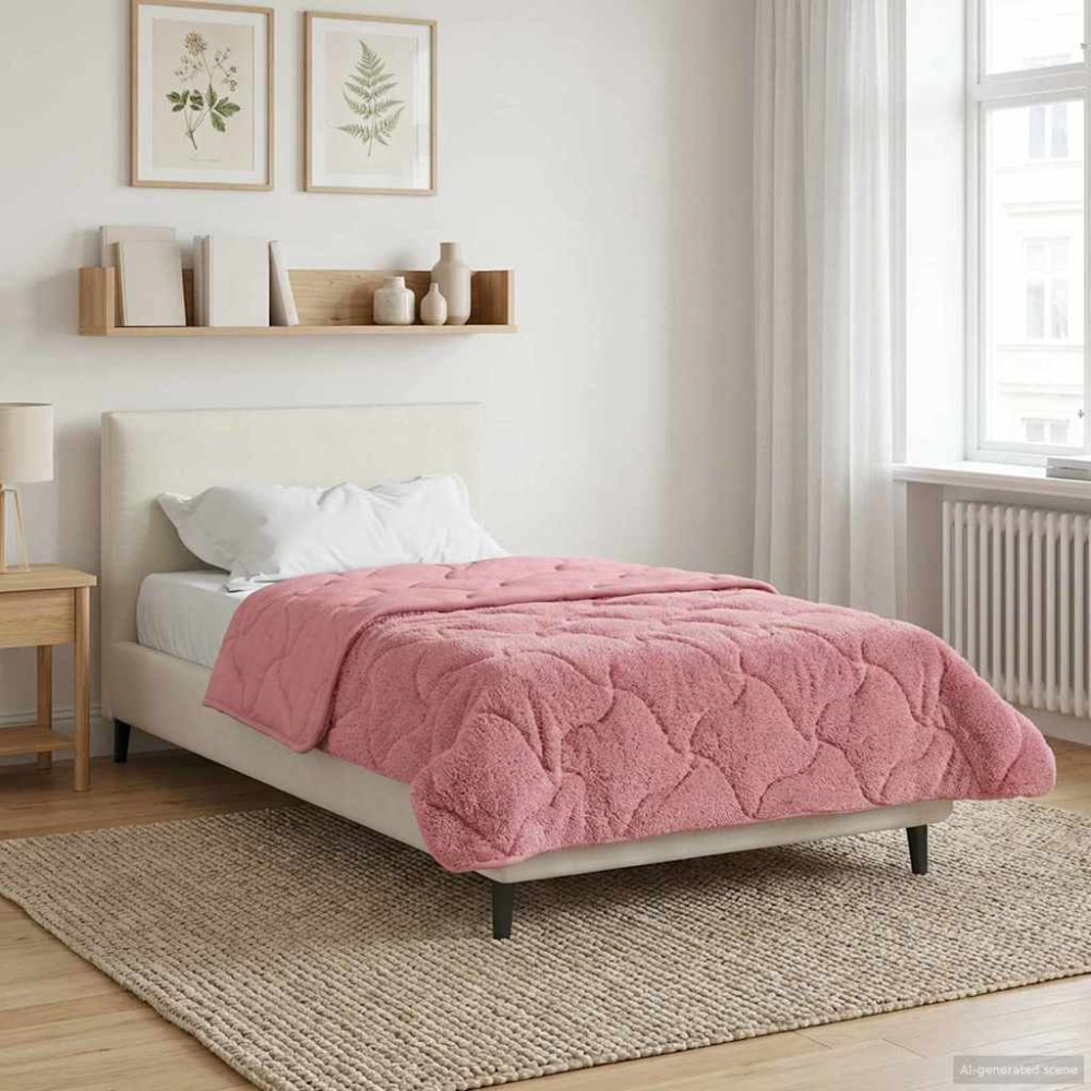 Produktbild för Sommar Duvet Rosa 155 x 220 cm Mikrofiber och Teddyfleece