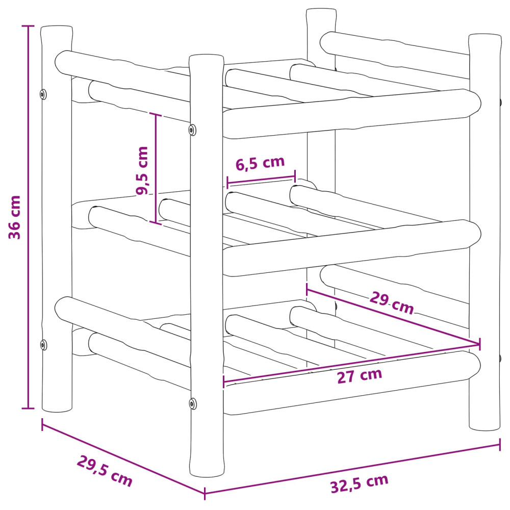 Produktbild för Vinställ Naturfärg 32,5 x 29,5 x 36 cm Bambus