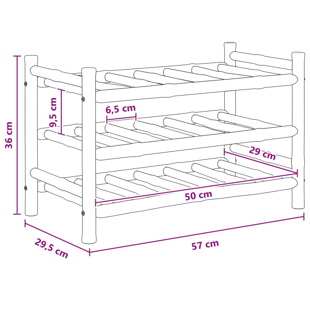 Produktbild för Vinställ Naturfärg 57 x 29,5 x 36 cm Bambus