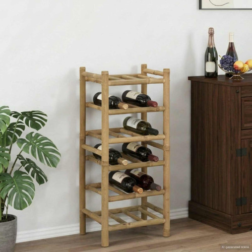 vidaXL Vinställ Naturfärg 32,5 x 29,5 x 72 cm Bambus