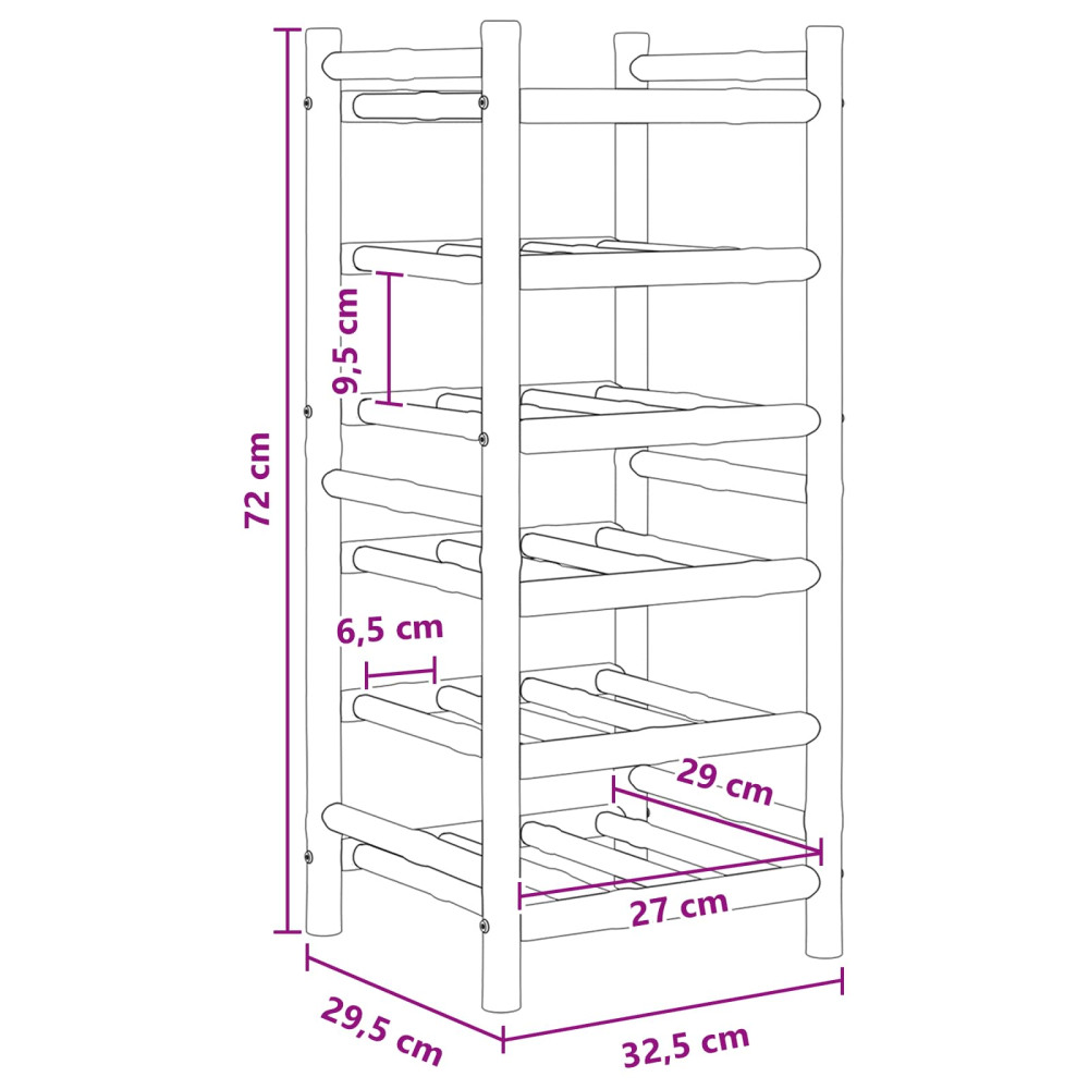 Produktbild för Vinställ Naturfärg 32,5 x 29,5 x 72 cm Bambus